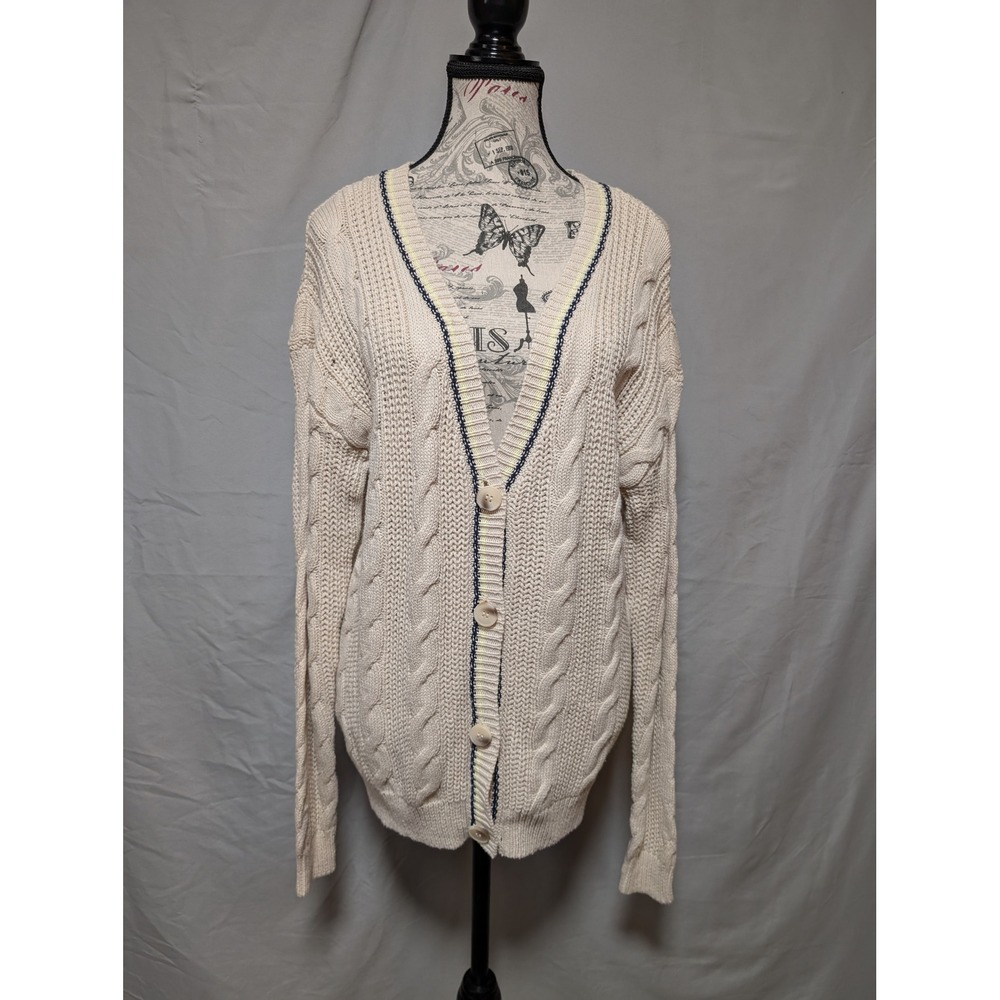 Jessica Simpson Cream‎ Cable Knit Button Cotton Cardigan Preppy Schoolgirl XS